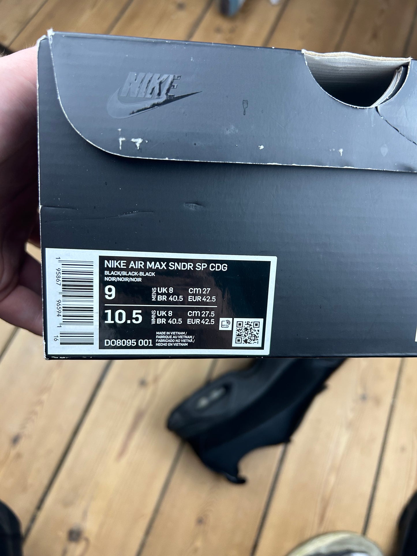 (42,5/9) Nike Air Max Sunder Comme Des Garçons “Black”