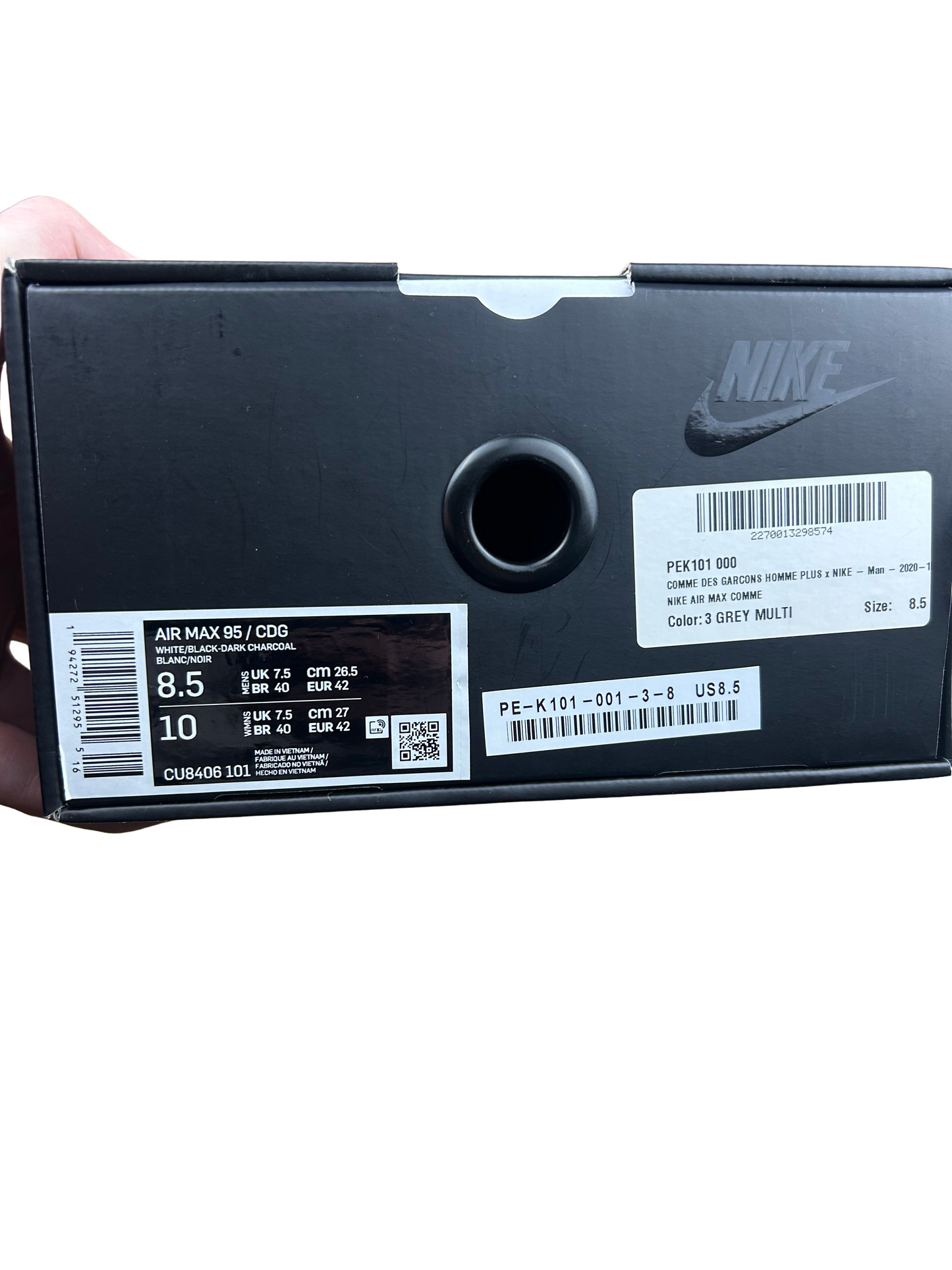 (42/8,5) Nike Air Max 95 Comme Des Garçons “Grey Black”